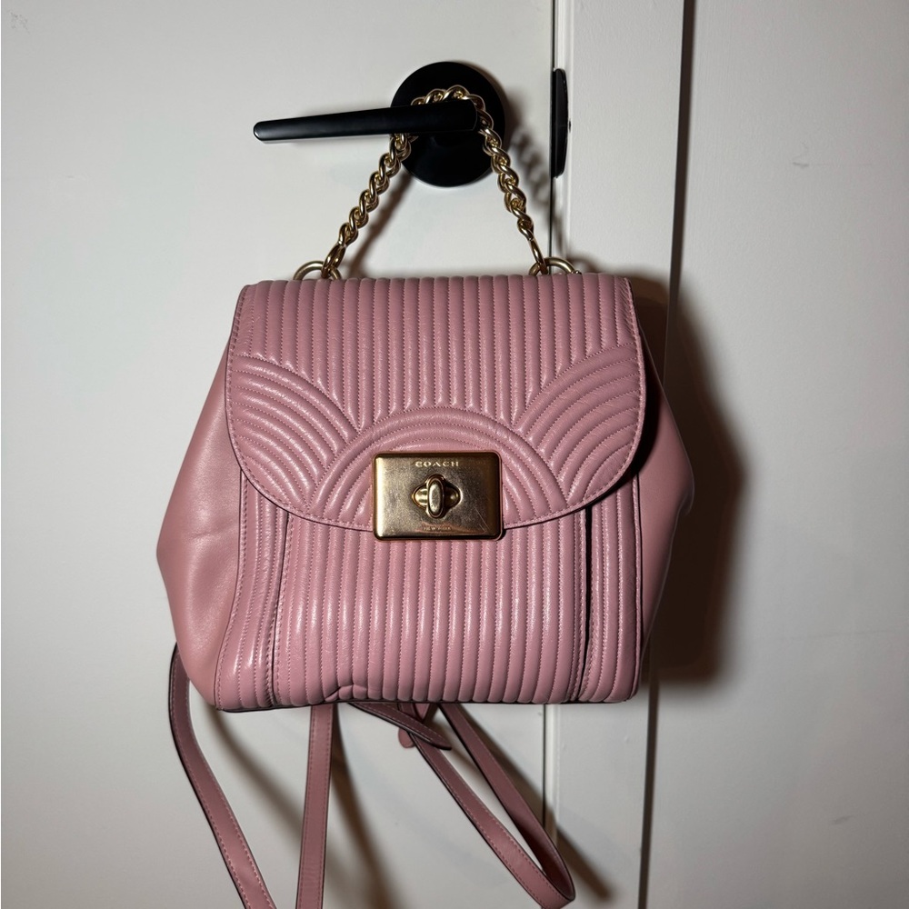 COACH Pink Quilted Backpack